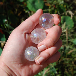 Angel Aura Clear Quartz Polished Crystal Spheres