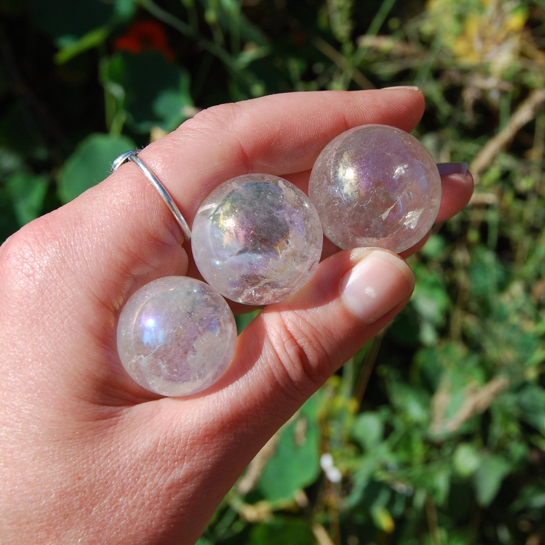 Angel Aura Clear Quartz Crystal Sphere, 25mm to 35mm