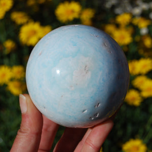 Caribbean Blue Calcite and Aragonite Crystal Sphere