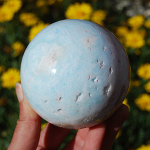 Caribbean Blue Calcite and Aragonite Crystal Sphere