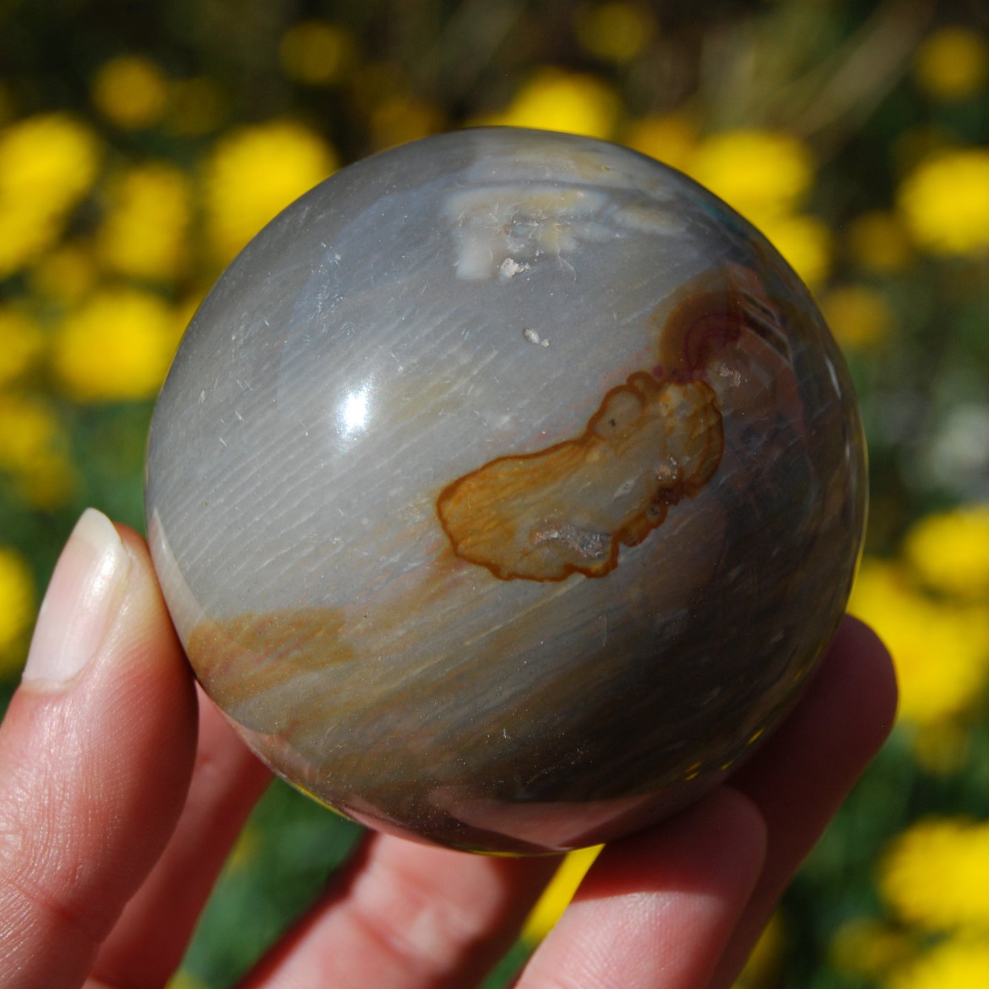 Polychrome Jasper Carved Crystal Sphere