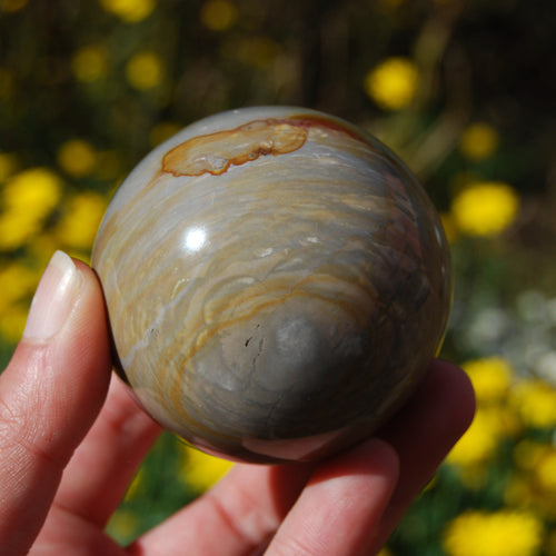 Polychrome Jasper Carved Crystal Sphere