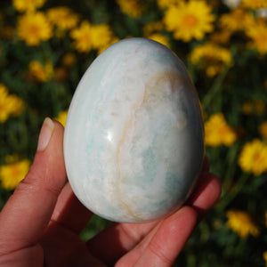Caribbean Blue Calcite and Aragonite Crystal Egg