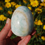 Caribbean Blue Calcite and Aragonite Crystal Egg
