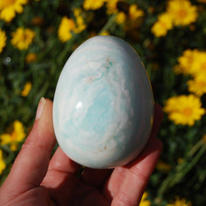 Caribbean Blue Calcite and Aragonite Crystal Egg
