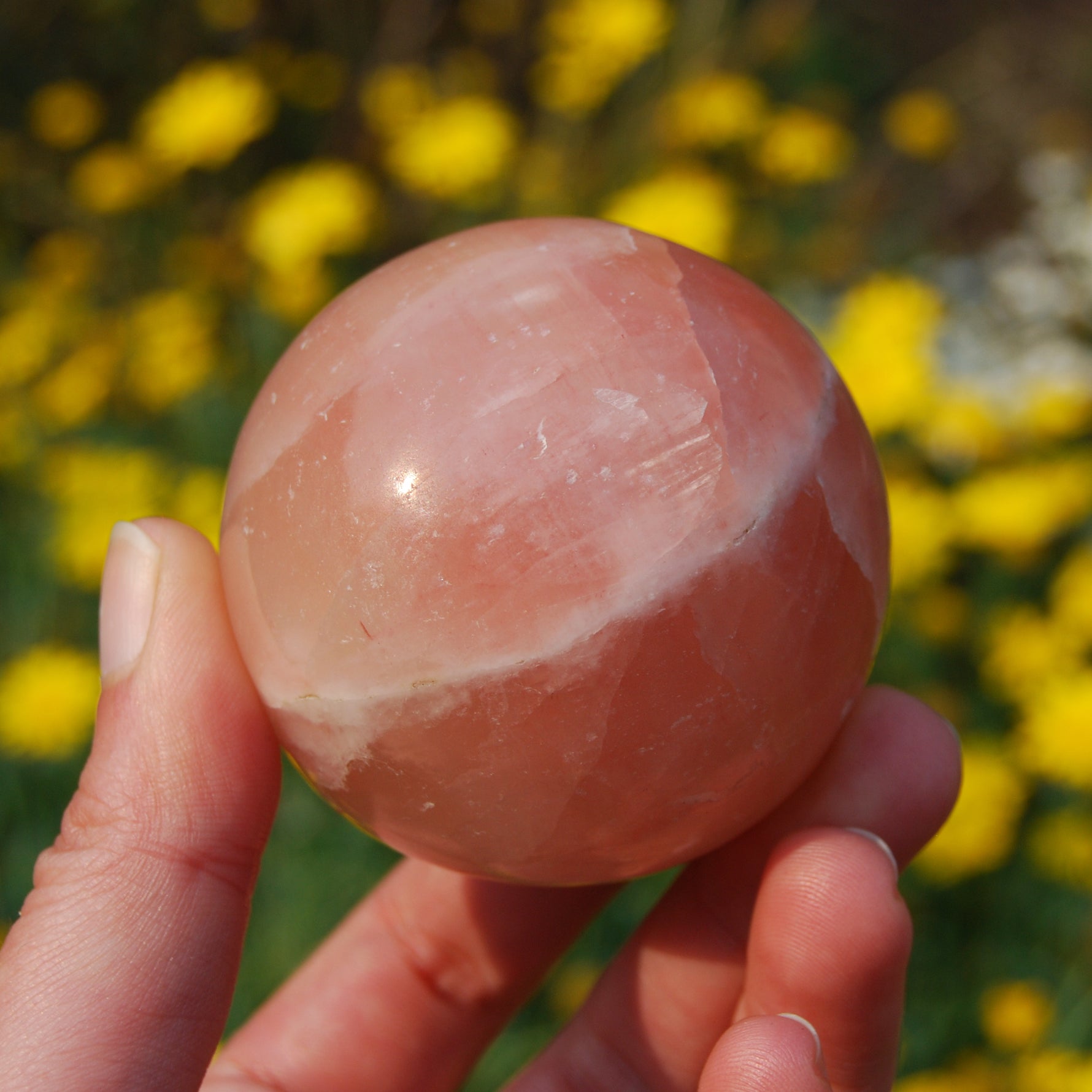 Rose Pink Calcite Crystal Sphere
