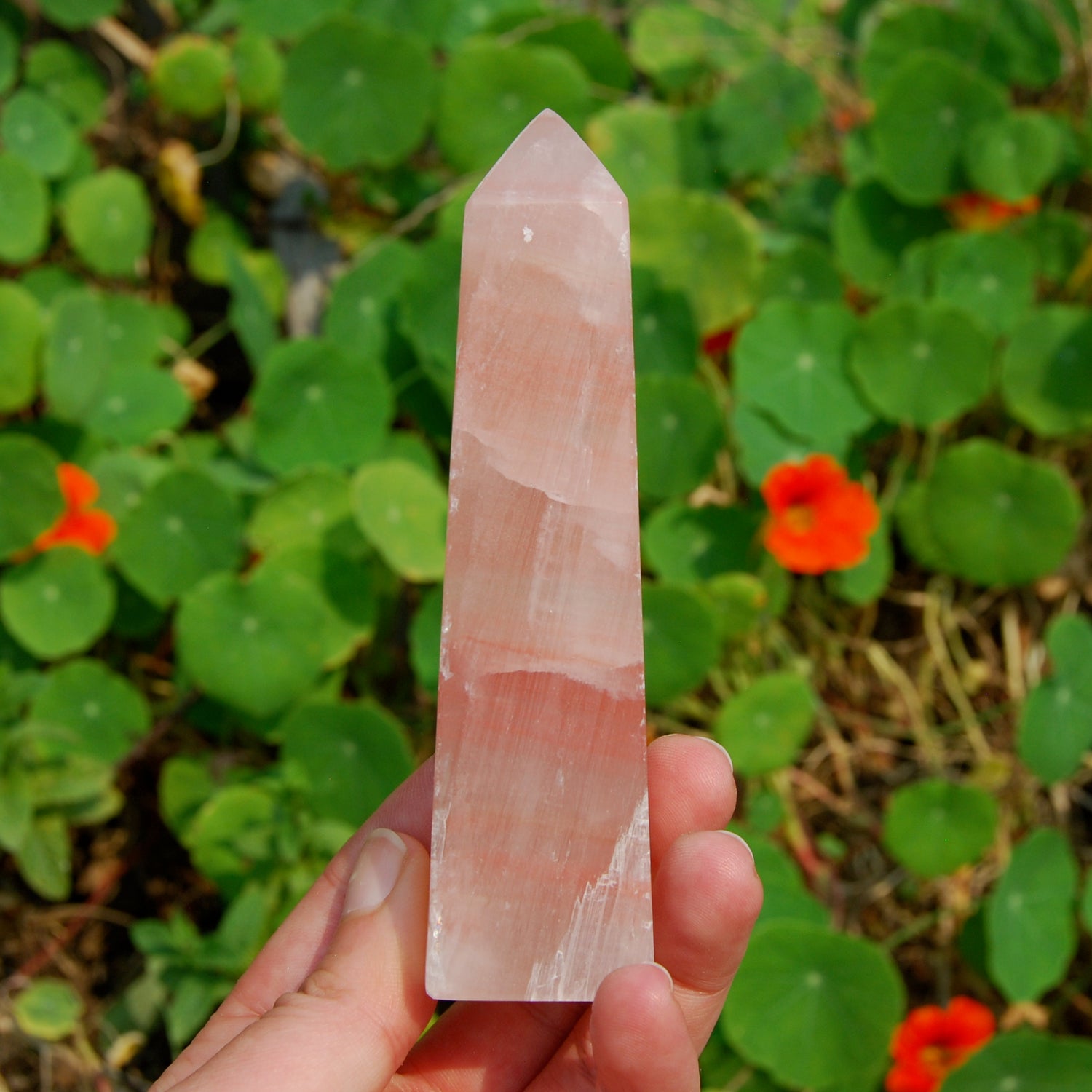 Rose Pink Calcite Crystal Tower