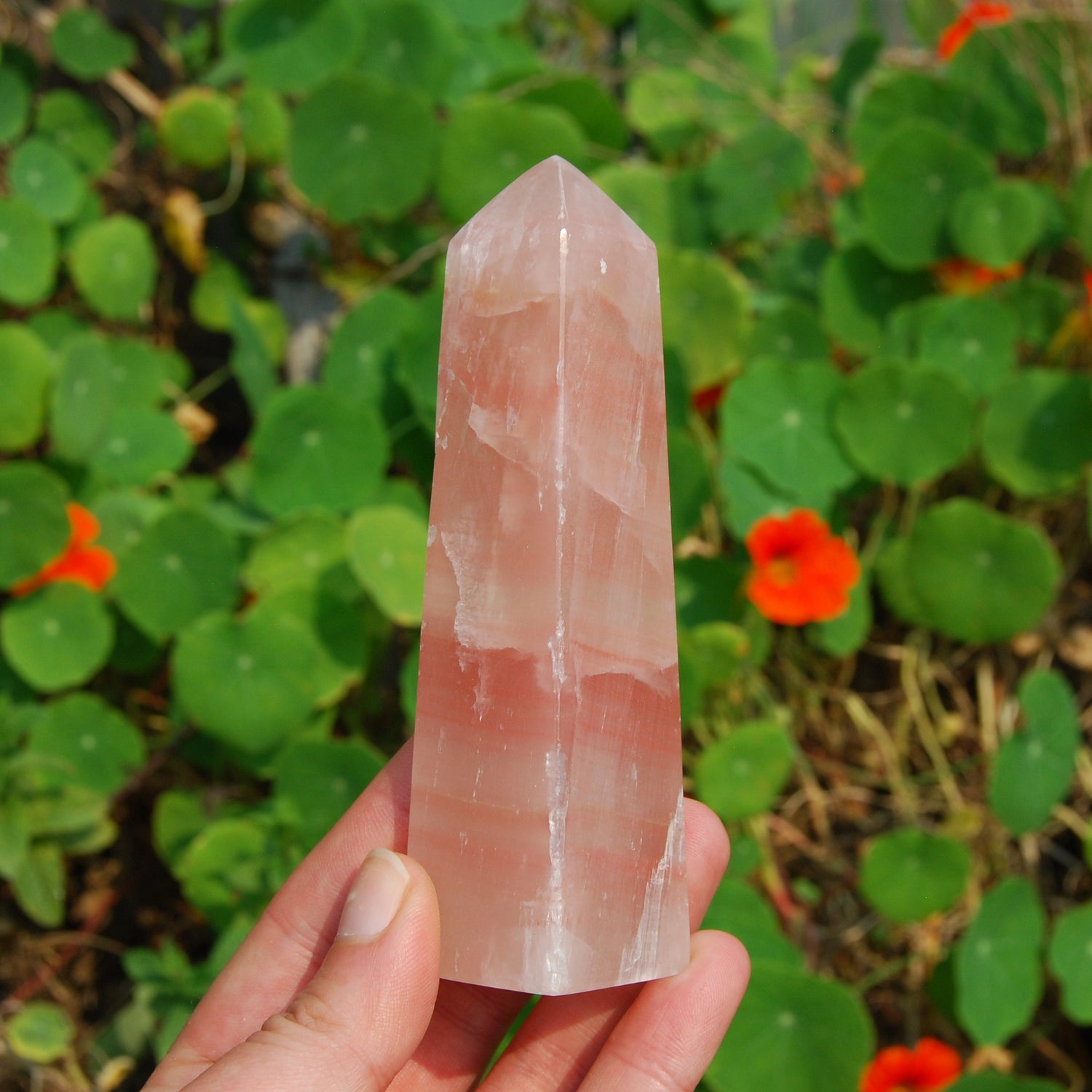 Rose Pink Calcite Crystal Tower