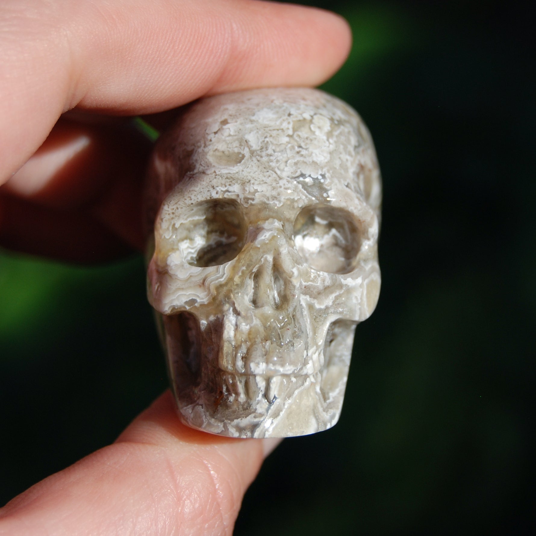 Laguna Lace Agate Carved Crystal Skull
