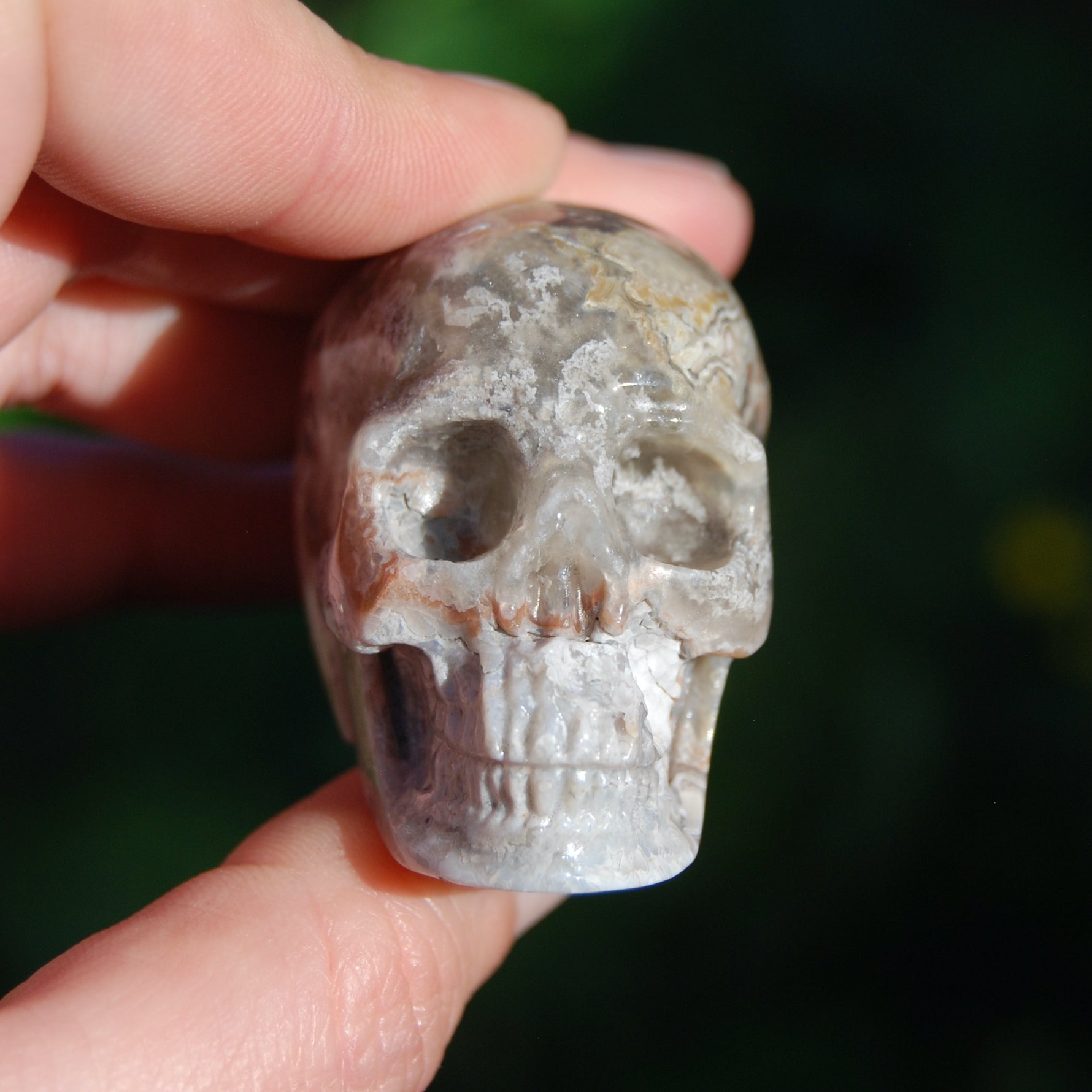 Laguna Lace Agate Carved Crystal Skull
