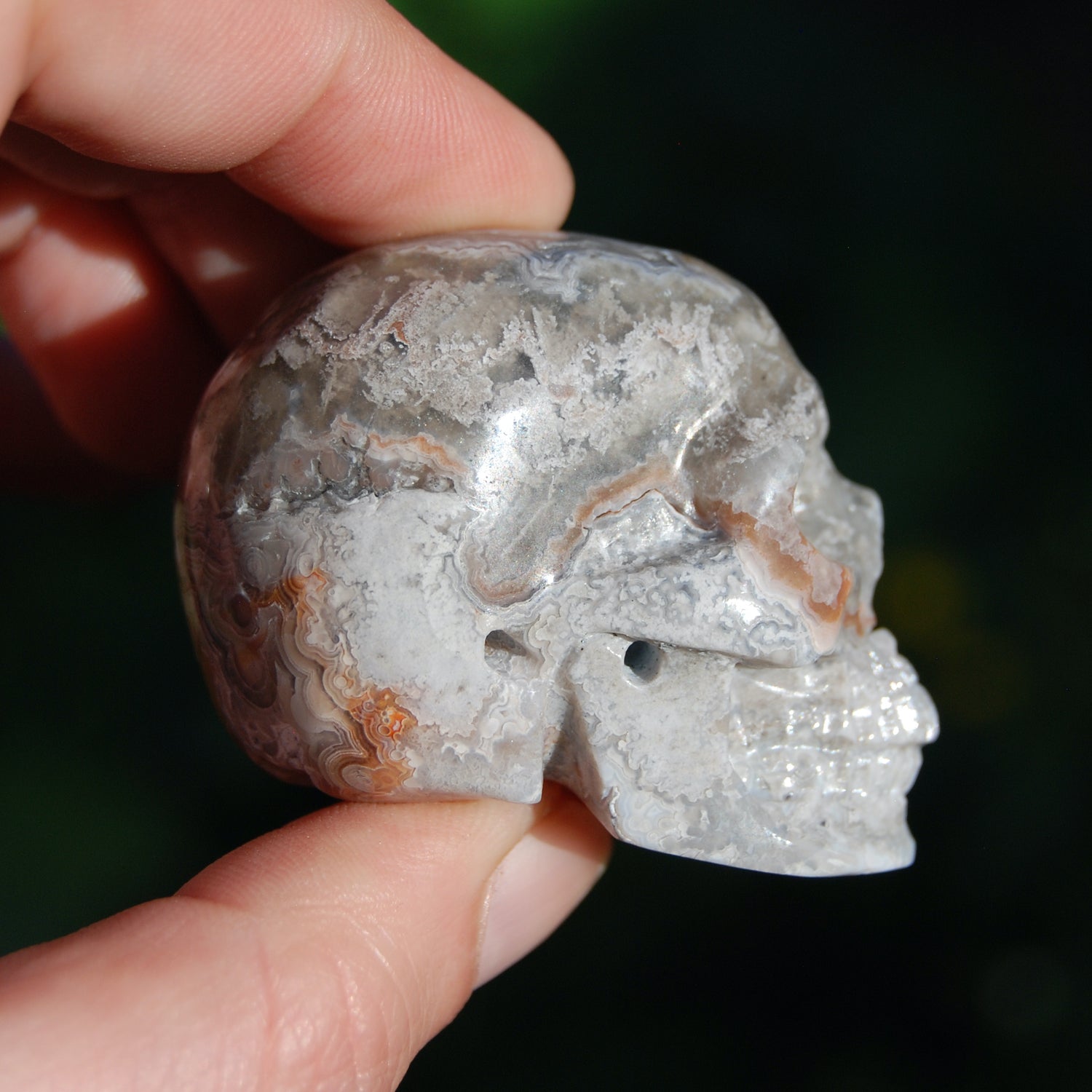 Laguna Lace Agate Carved Crystal Skull