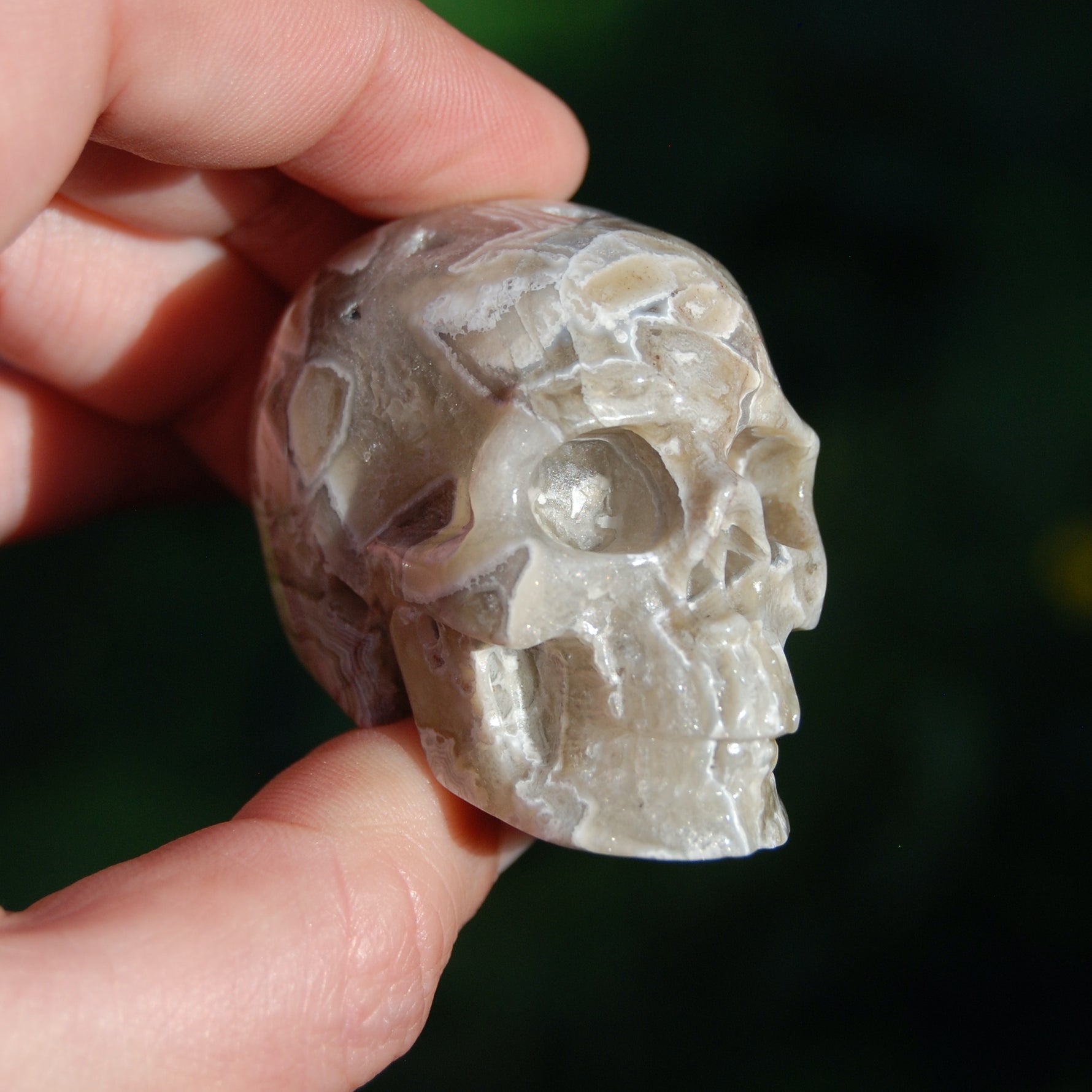 Laguna Lace Agate Carved Crystal Skull