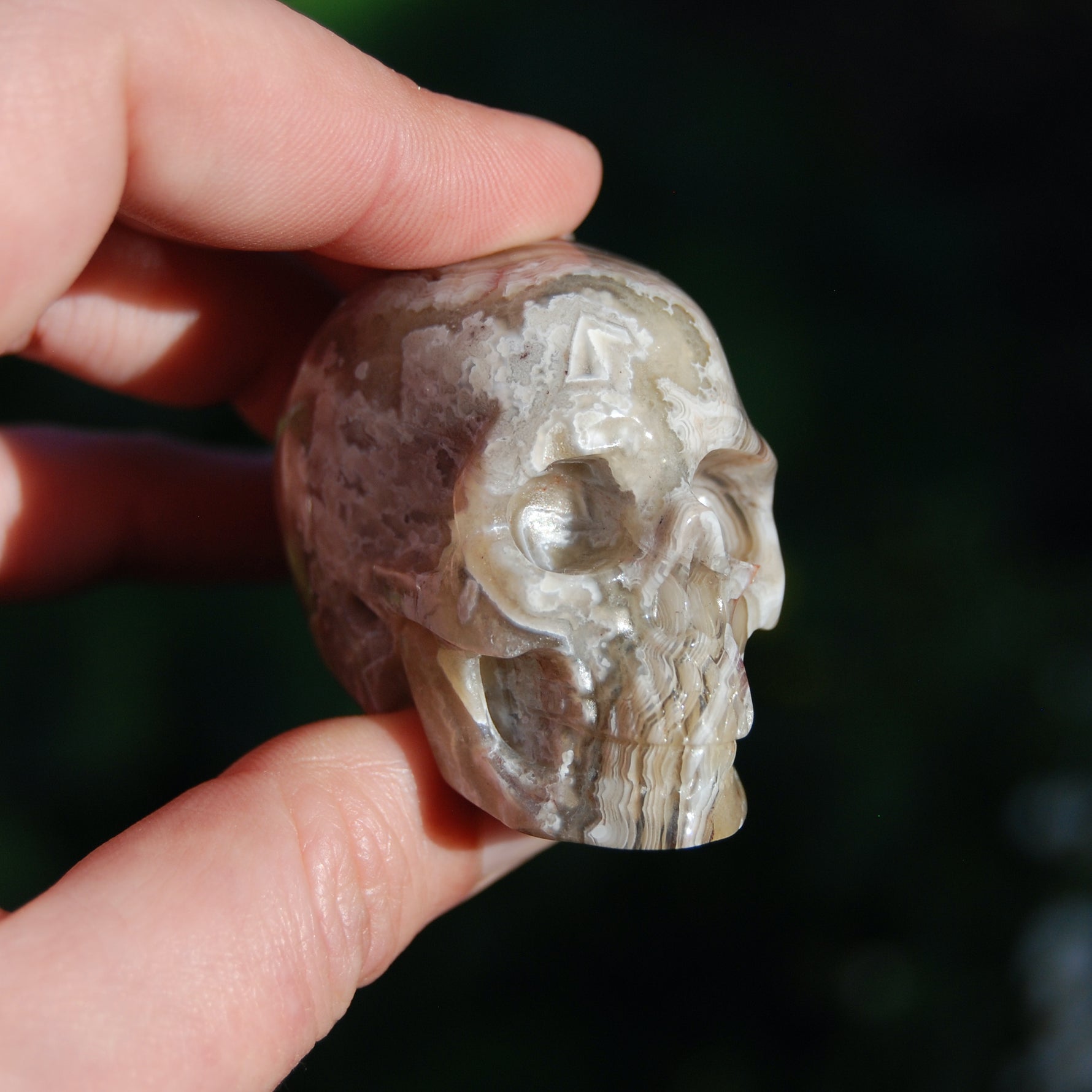 Laguna Lace Agate Carved Crystal Skull