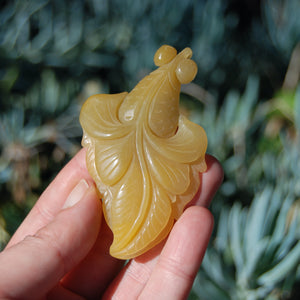 Yellow Jade Carved Crystal Goldfish 