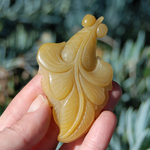 Yellow Jade Carved Crystal Goldfish 