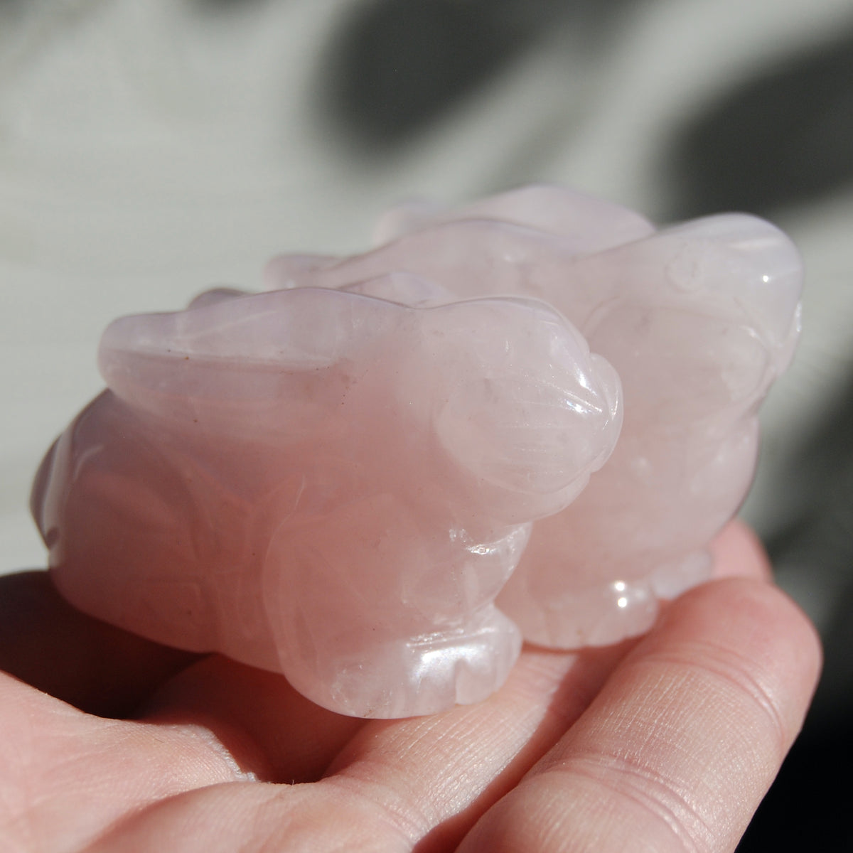 Rose Quartz Carved Crystal Rabbit Totems
