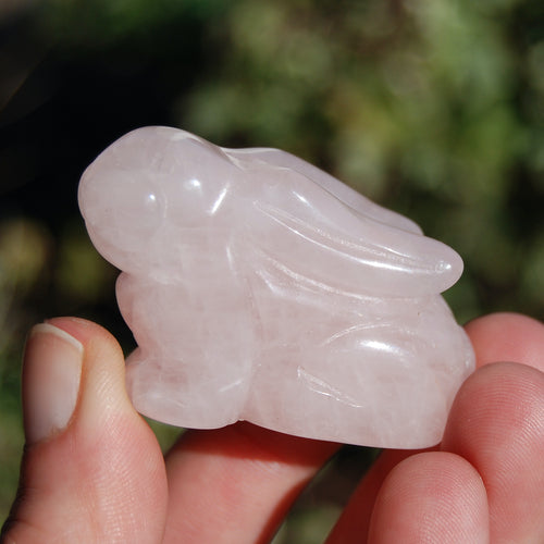 Rose Quartz Carved Crystal Rabbit Totems