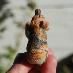 Crazy Lace Agate Carved Crystal Bear Totems
