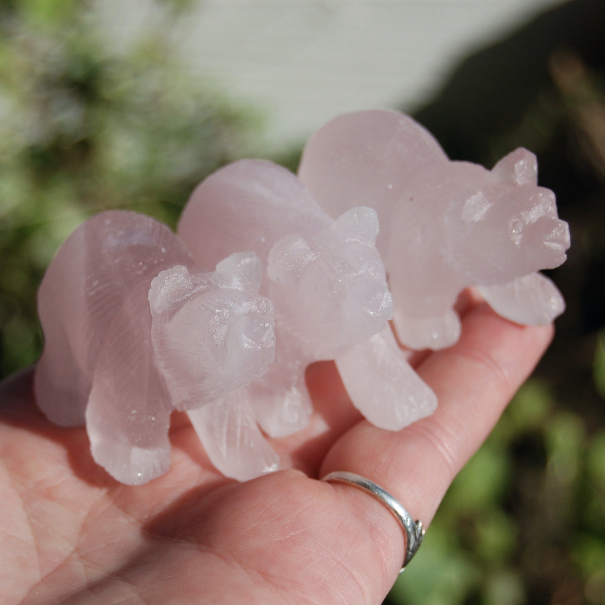 Rose Quartz Carved Crystal Bear Totems