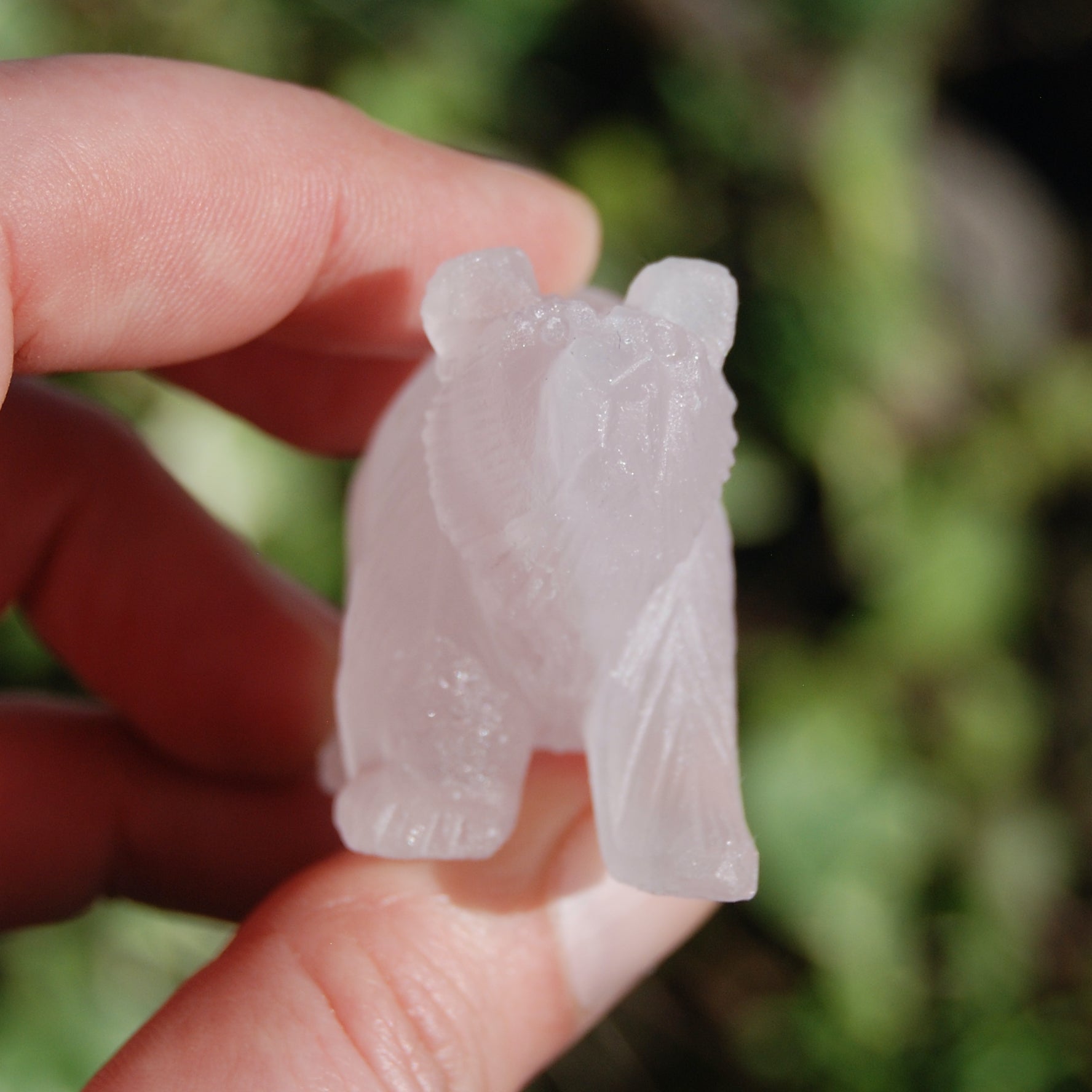 Rose Quartz Carved Crystal Bear Totems