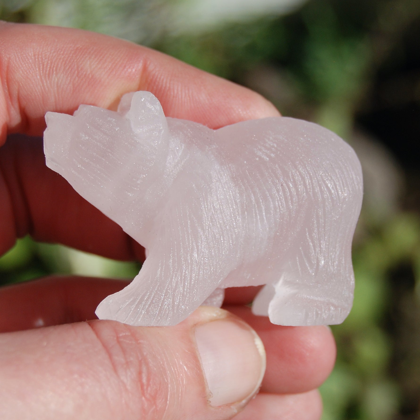 Rose Quartz Carved Crystal Bear Totems