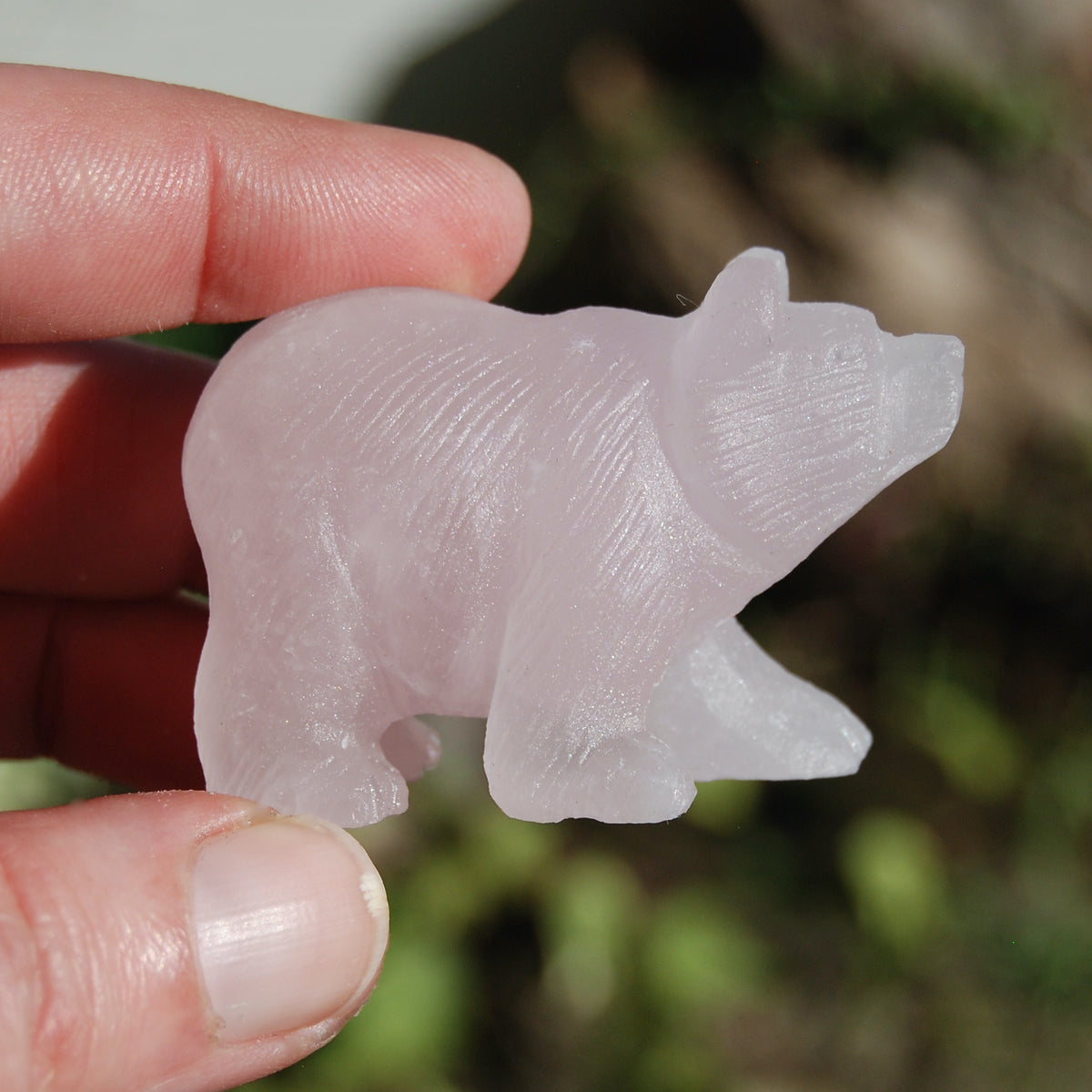 Rose Quartz Carved Crystal Bear Totems
