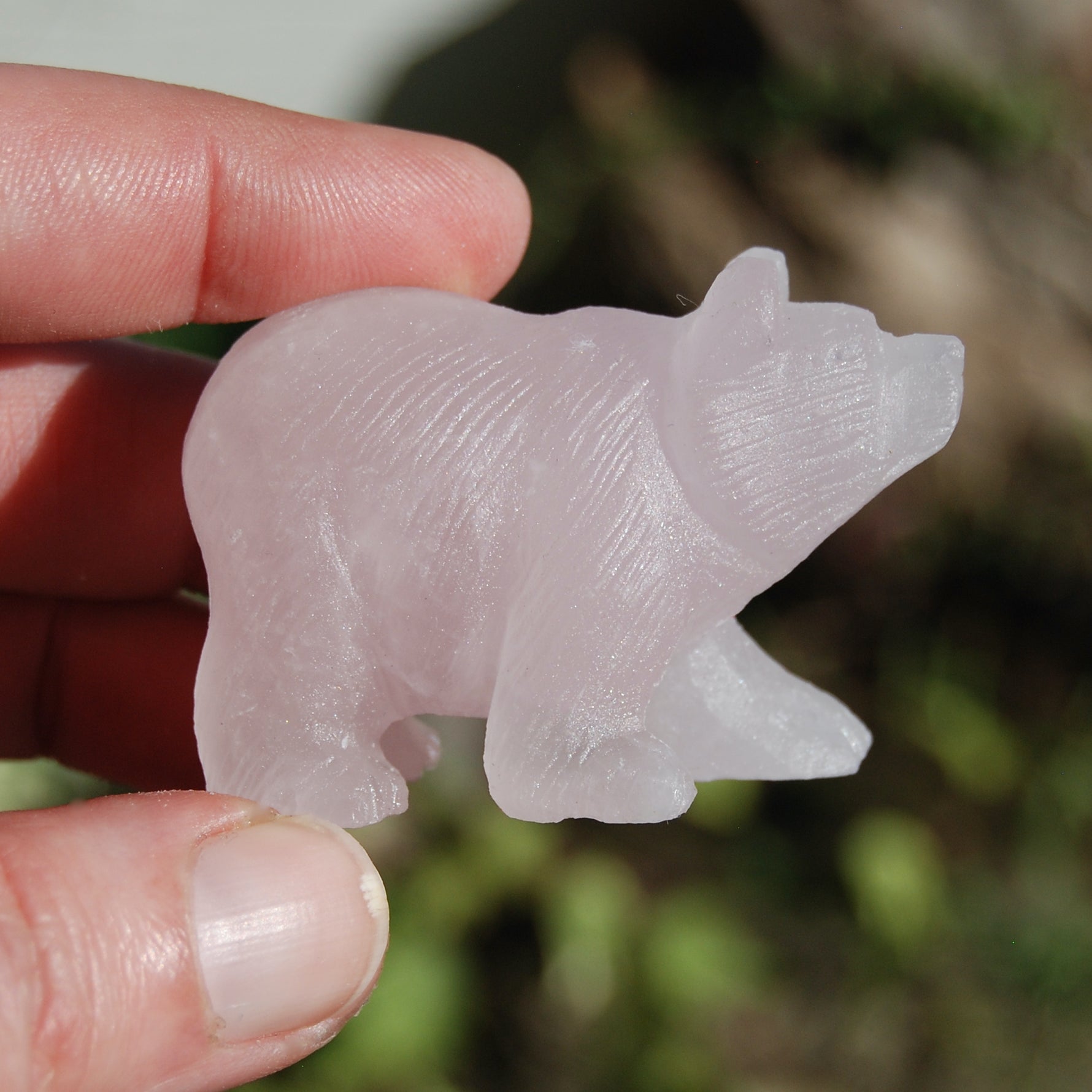 Rose Quartz Carved Crystal Bear Totems