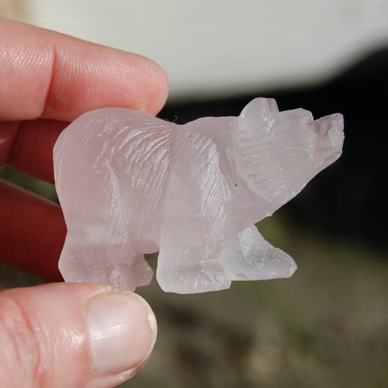 Rose Quartz Carved Crystal Bear Totems