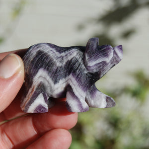 Chevron Dream Amethyst Carved Crystal Bear