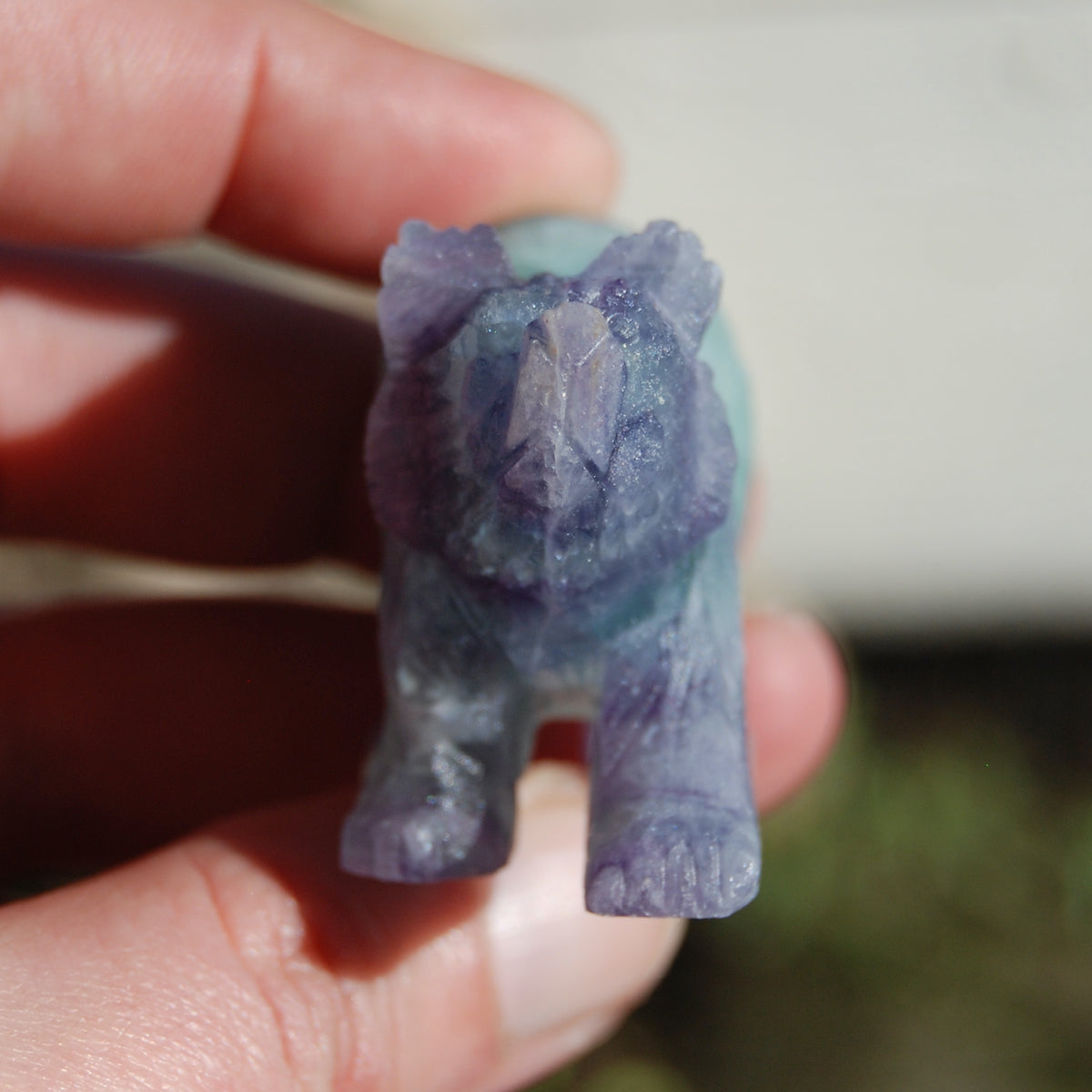 Rainbow Blue Fluorite Carved Crystal Bear
