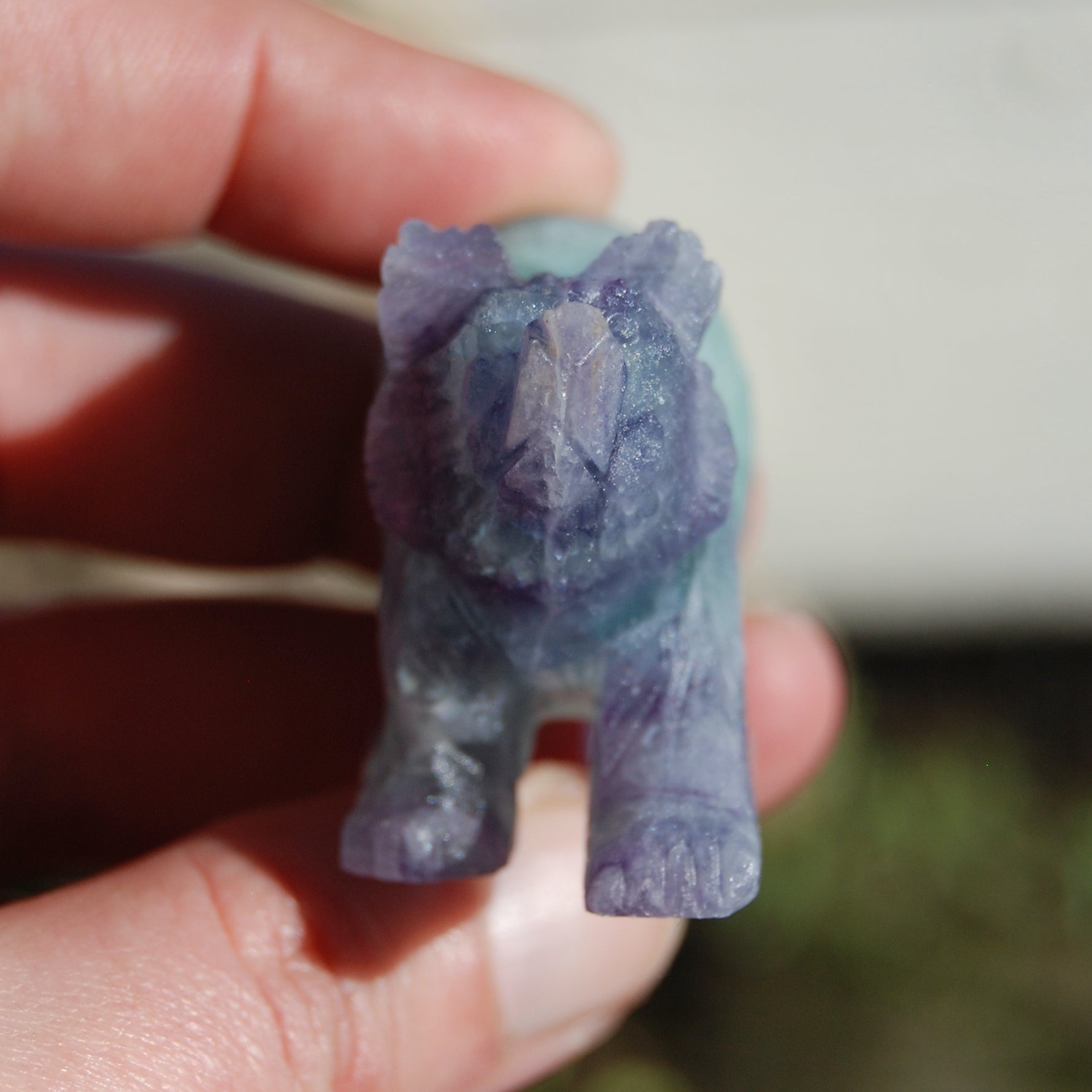 Rainbow Blue Fluorite Carved Crystal Bear