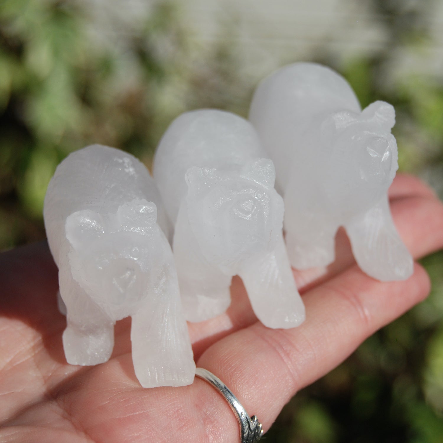 Rock Clear Quartz Carved Crystal Bear