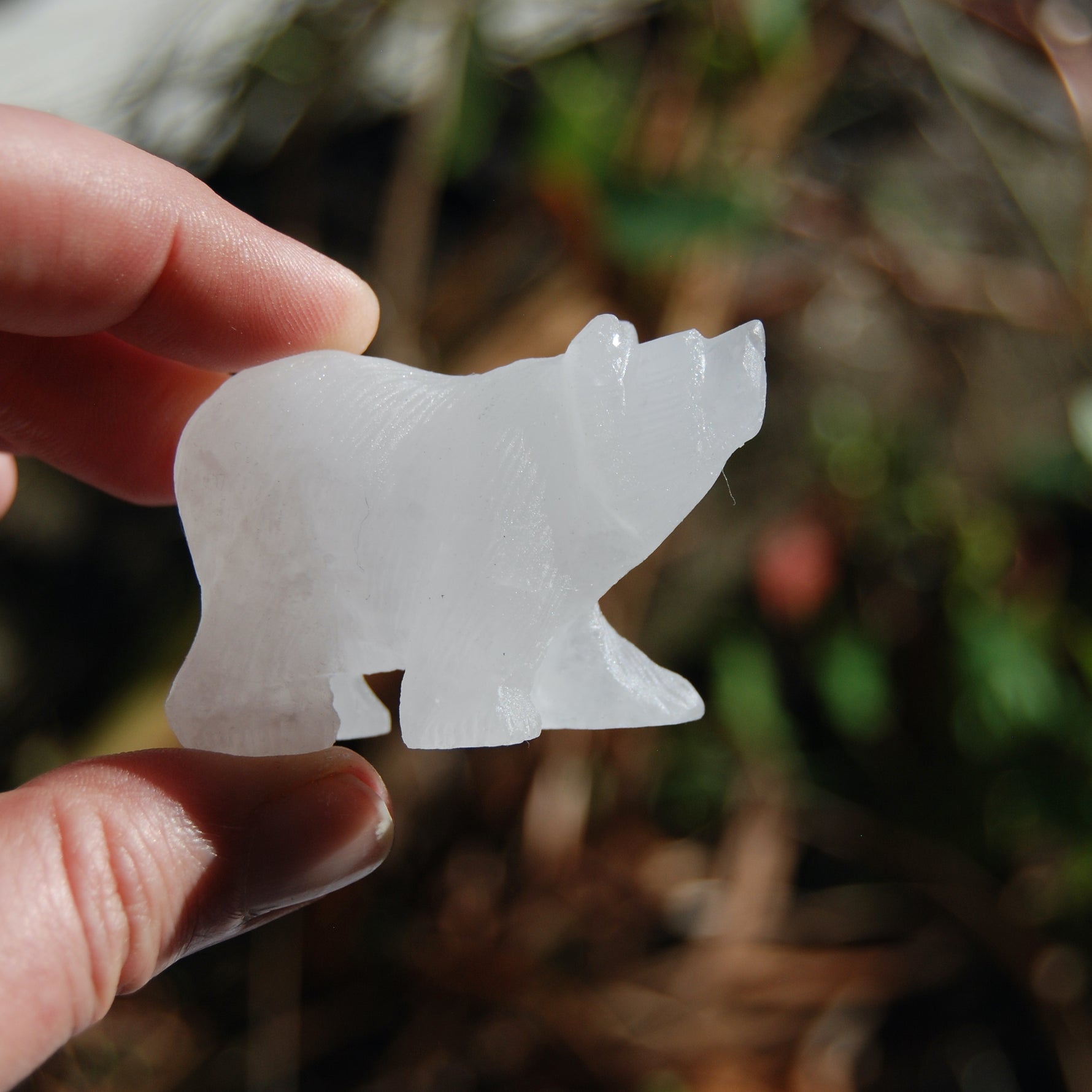 Rock Clear Quartz Carved Crystal Bear