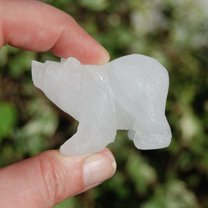 Rock Clear Quartz Carved Crystal Bear