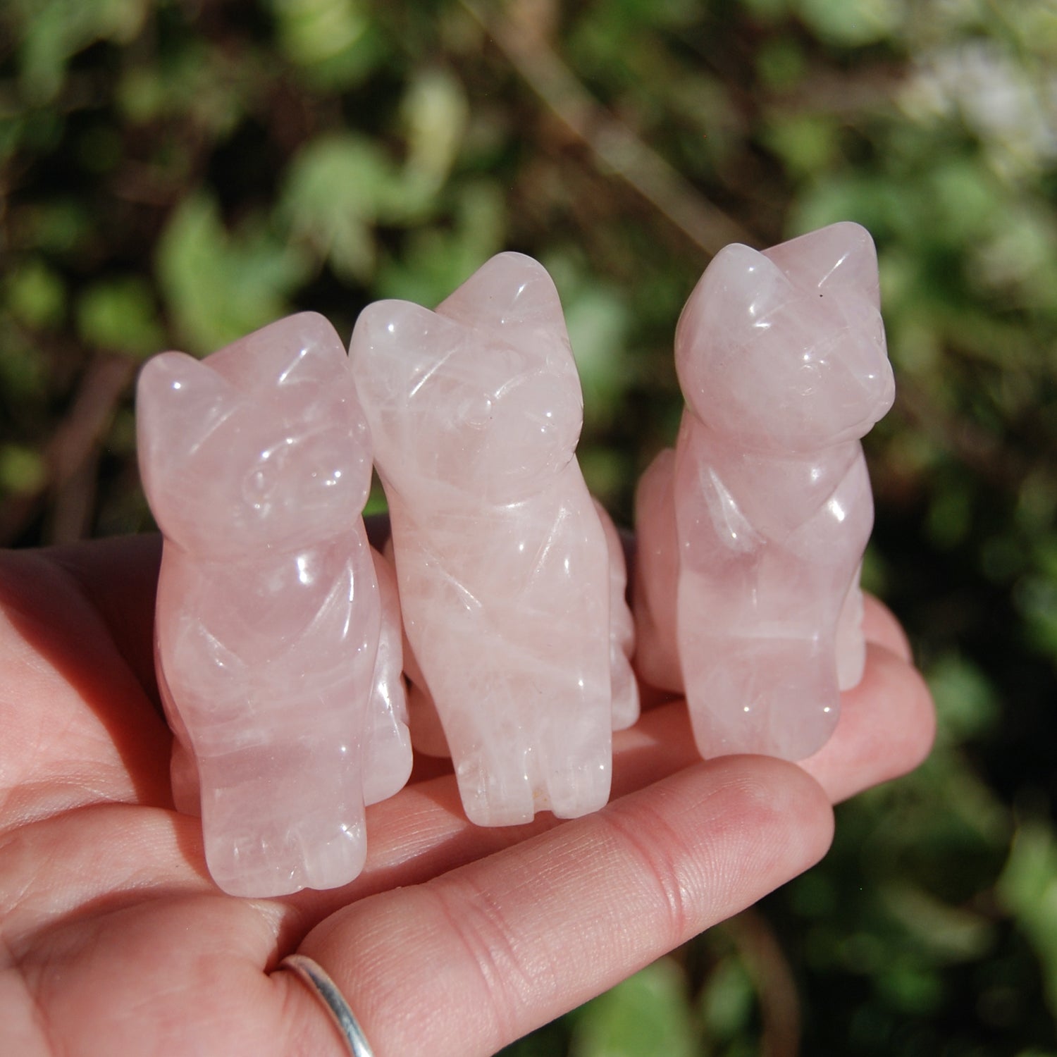 Rose Quartz Carved Crystal Cat