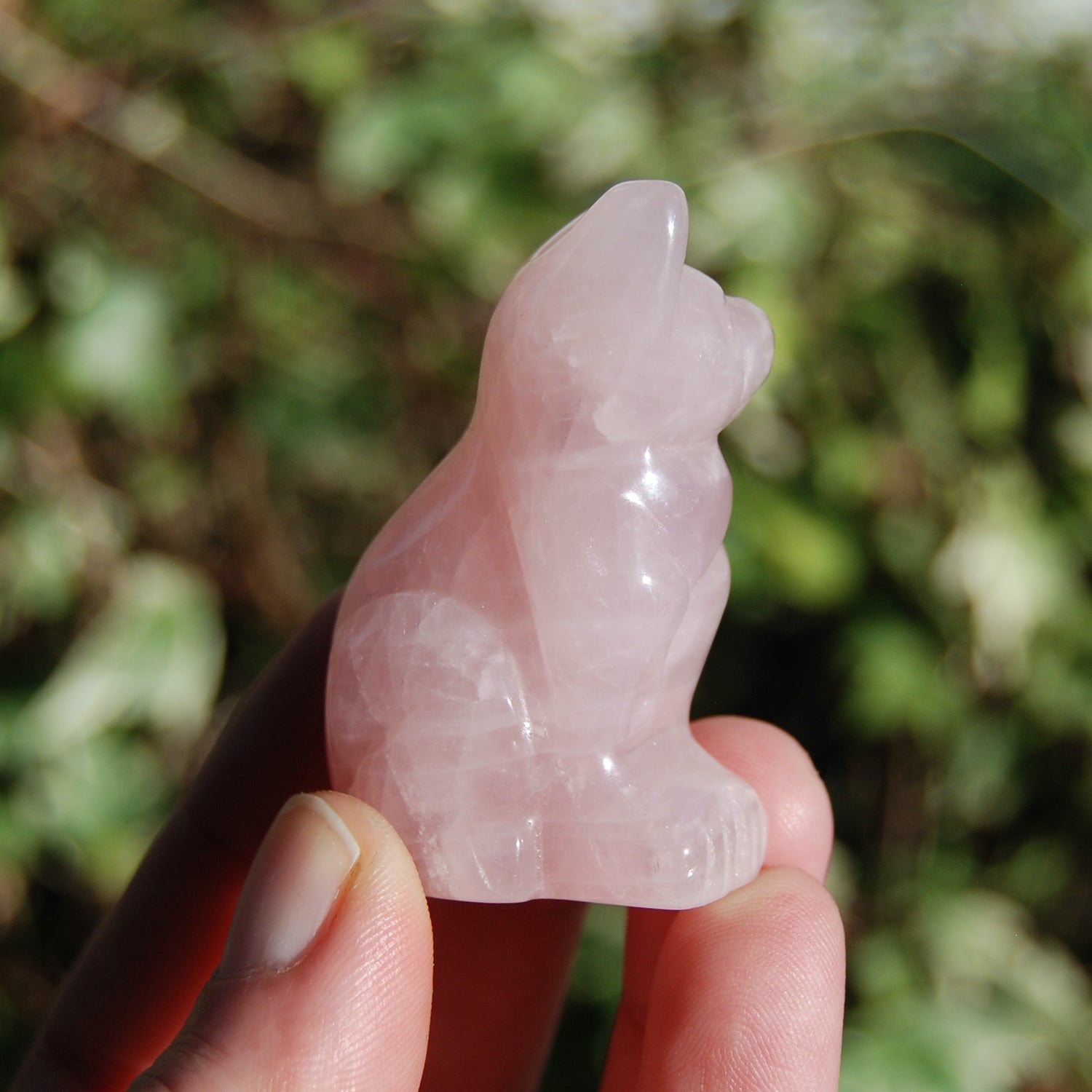 Rose Quartz Carved Crystal Cat