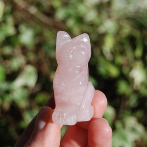 Rose Quartz Carved Crystal Cat