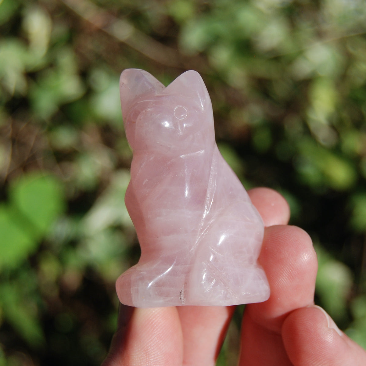 Rose Quartz Carved Crystal Cat