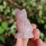 Rose Quartz Carved Crystal Cat