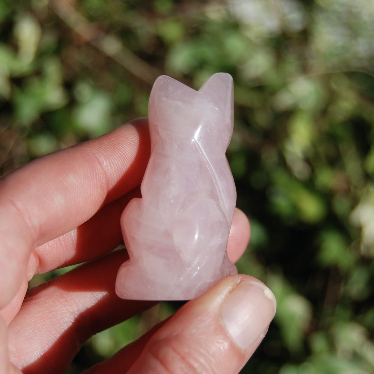 Rose Quartz Carved Crystal Cat
