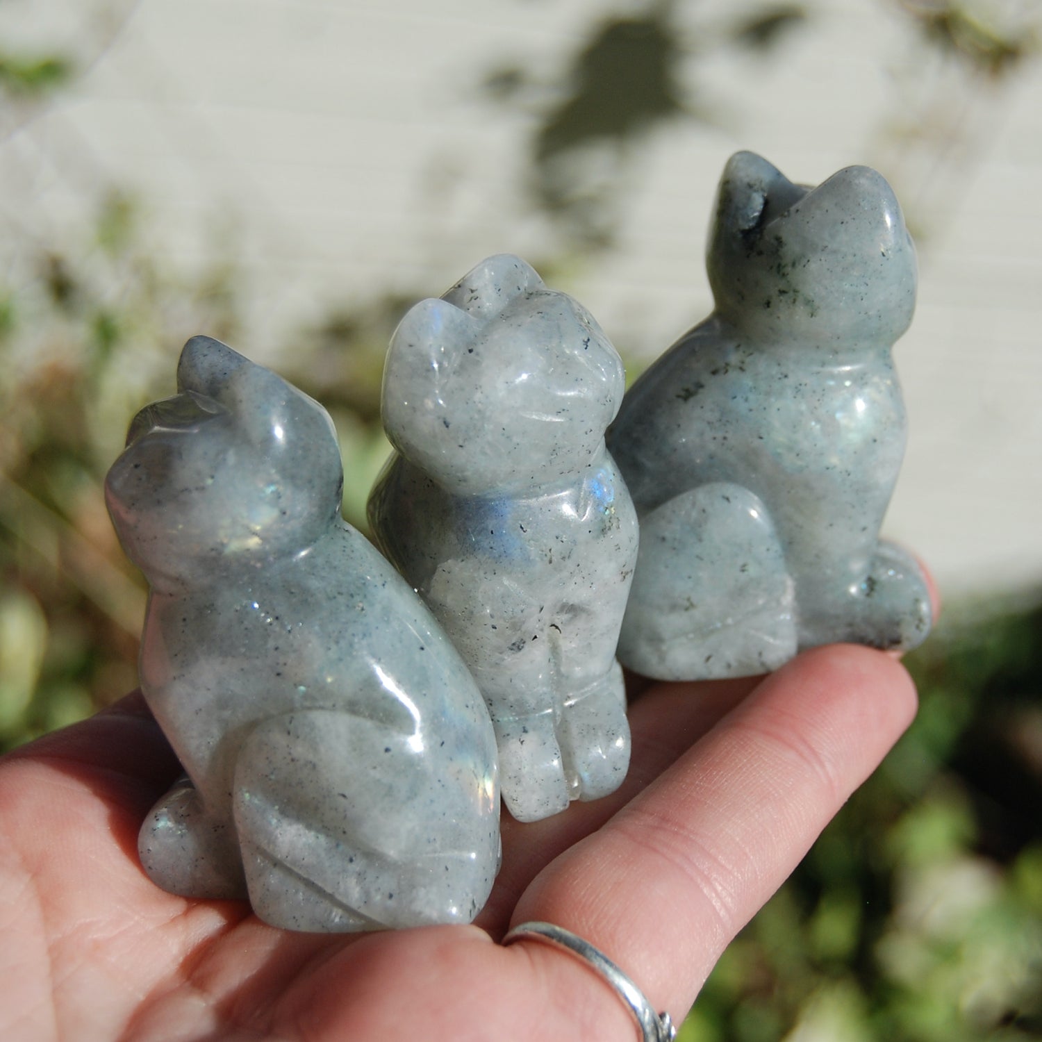 Labradorite Carved Crystal Cat