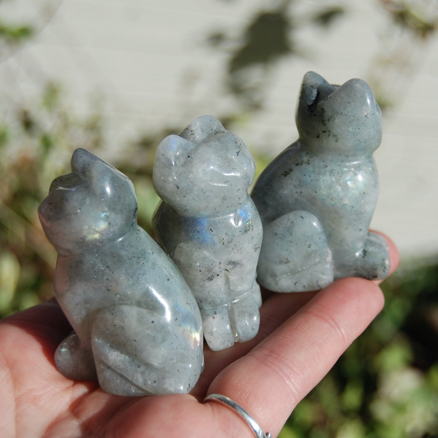 Labradorite Carved Crystal Cat