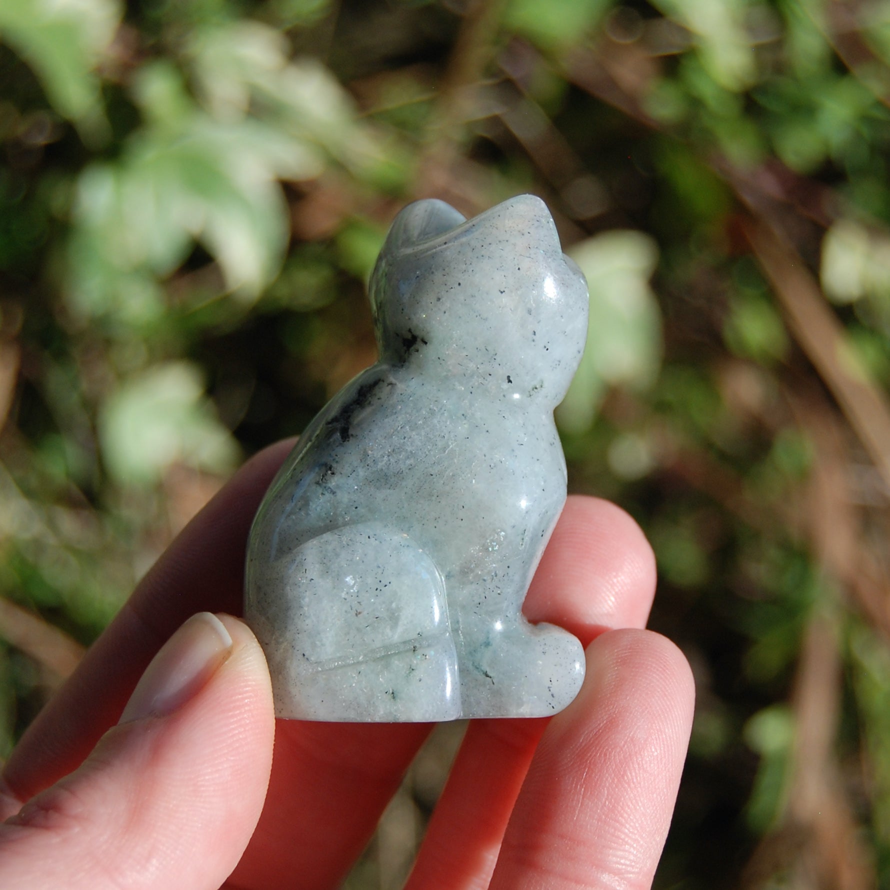 Labradorite Carved Crystal Cat