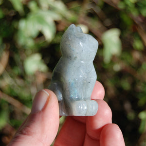 Labradorite Carved Crystal Cat