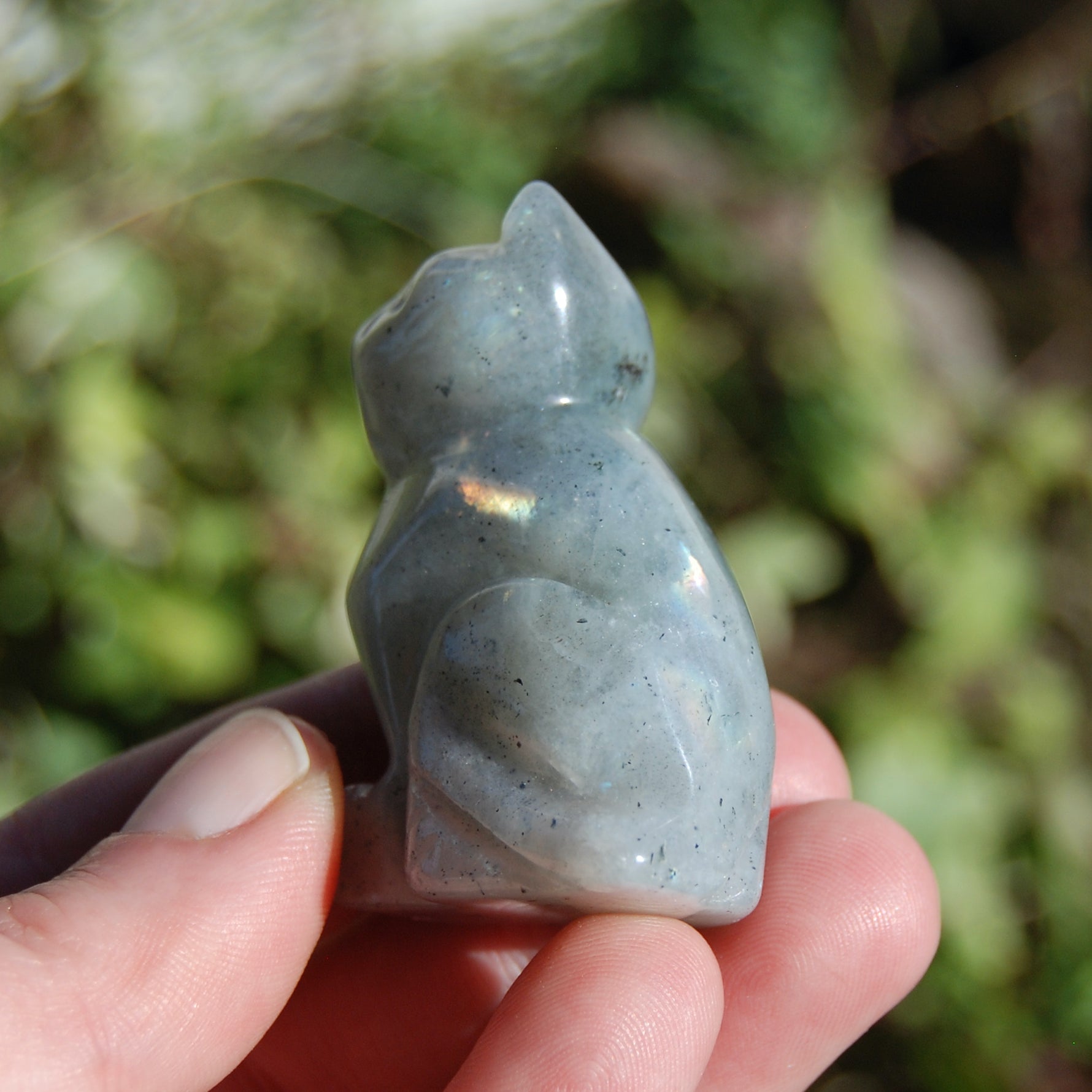 Labradorite Carved Crystal Cat