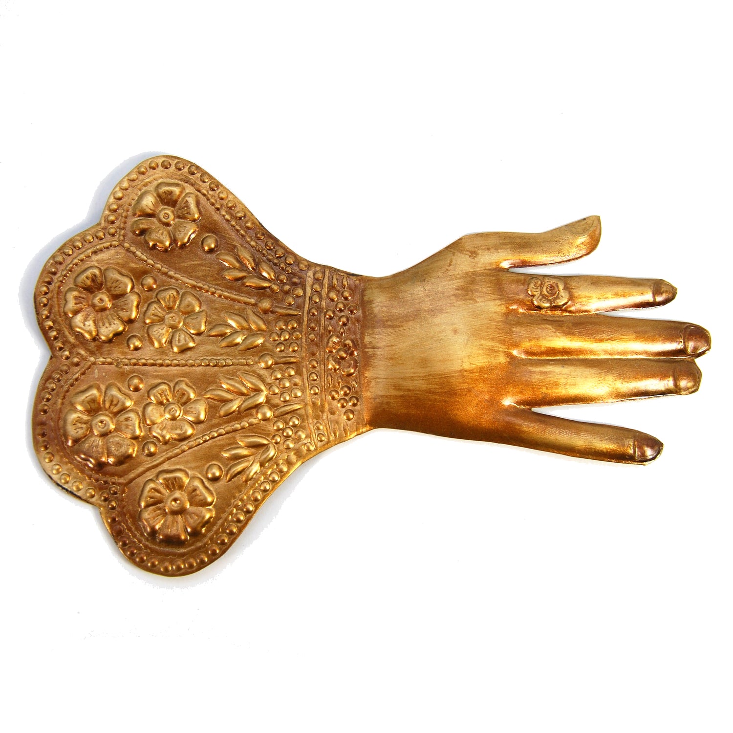 Divine Hand Ex Voto Milagro Ornament in Antiqued Brass