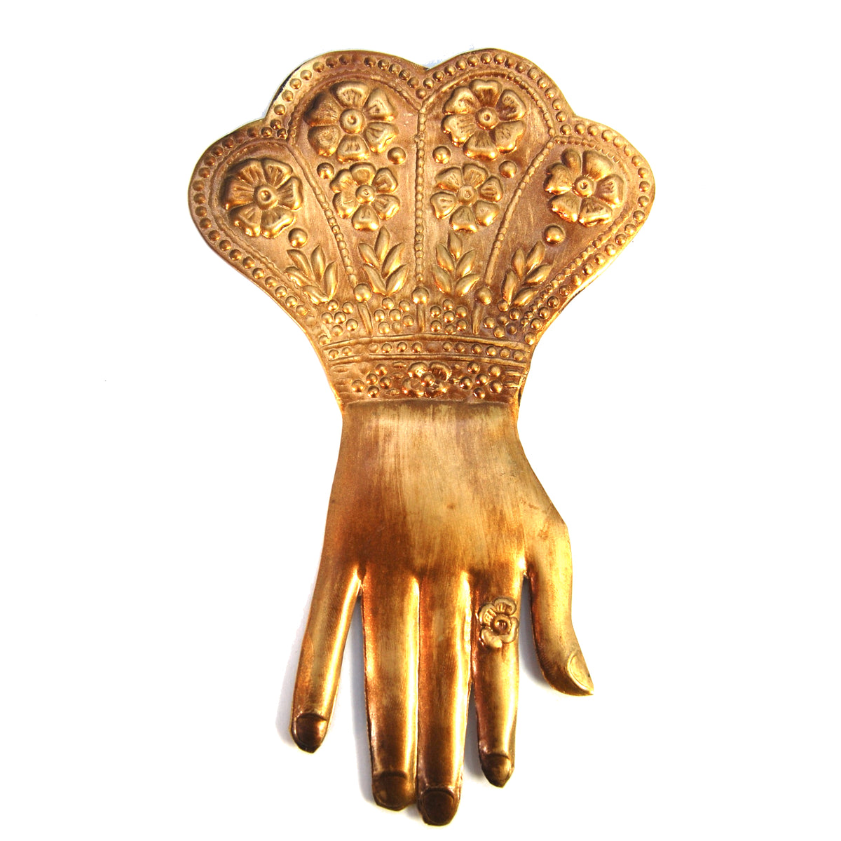 Divine Hand Ex Voto Milagro Ornament in Antiqued Brass