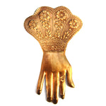Divine Hand Ex Voto Milagro Ornament in Antiqued Brass