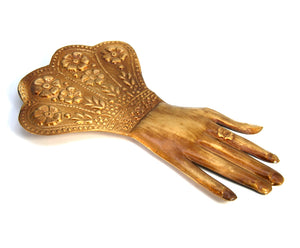 Divine Hand Ex Voto Milagro Ornament in Antiqued Brass