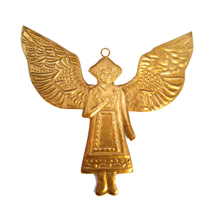 Ex Voto Winged Angel Ornament, Antiqued Gold Milagro